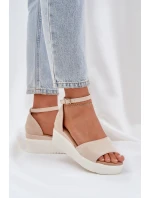 Lekkie Sandały Na Platformie I Delikatnym Koturnie Jasnobeżowe Gillifia Lekkie Sandały Na Platformie I Delikatnym Koturnie Jasnobeżowe Gillifia