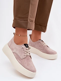 Semišové dámské polobotky na platformě model 22100808 béžové - VINCEZA