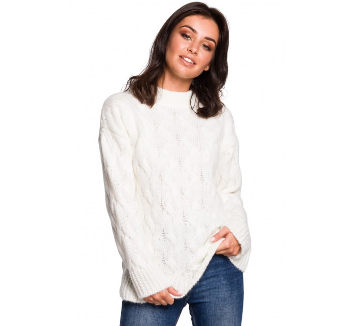 BK038 Plisovaný pletený sveter - ecru