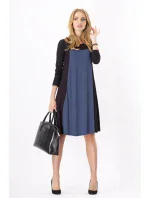 Dámske šaty voľný strih 3/4 rukáv vhodné aj pre tehotné stredne dlhé grafitové - Čierna - Beyo