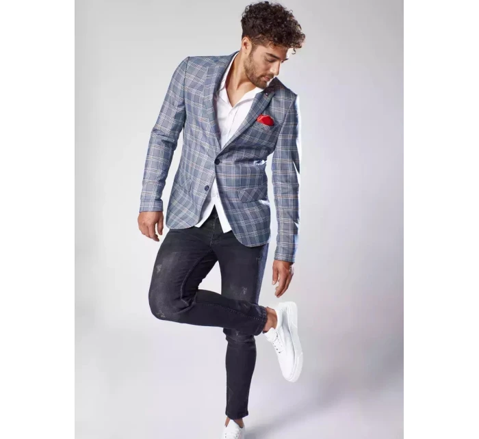 Pánské modré kostkované sako Dstreet model 21963449 - FashionStreet Pánské modré kostkované sako Dstreet model 21963449 - FashionStreet