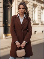 Dámský dlouhý hnědý kabát oversize Dstreet model 21981932 - FashionStreet Dámský dlouhý hnědý kabát oversize Dstreet model 21981932 - FashionStreet