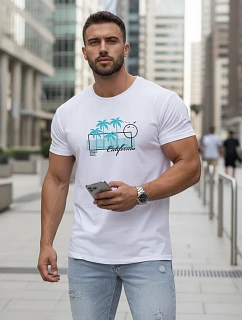 Pánske tričko s klasickou bielou potlačou FashionStreet NX5020R