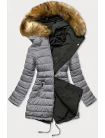 Armádne sivá obojstranná dámska zimná bunda (m-21508)