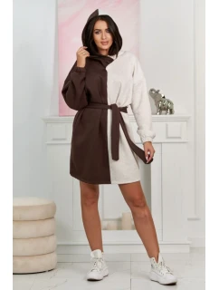 Izolovaná dvojfarebná mikina hnedá + béžová melanž