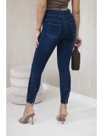 Tmavé džínsové nohavice s mašľou Tmavé džínsové nohavice s mašľou
