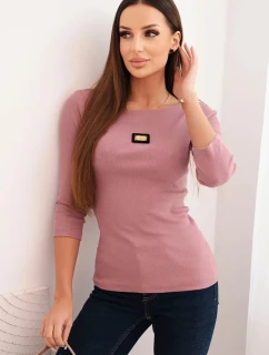 Dámska pruhovaná blúzka s 3/4 rukávom a ozdobnou nášivkou tmavoružová