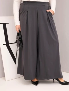 Dámske bavlnené nohavice nadrozmernej veľkosti so širokými nohavicami a voľným strihom Graphite