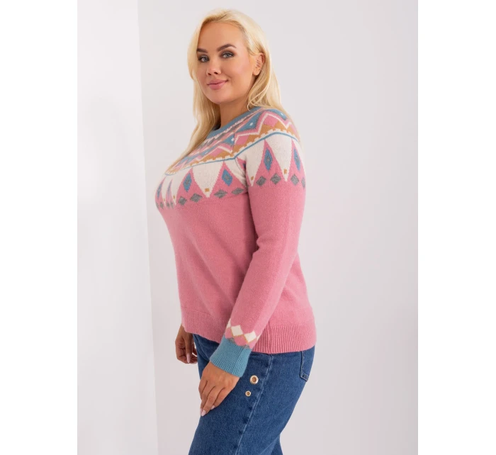 Sweter PM SW model 18909369 ciemny różowy - FPrice Sweter PM SW model 18909369 ciemny różowy - FPrice