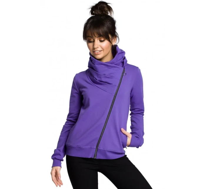model 18001783 Mikina s kapucí na zip fialová - BeWear