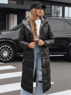 Dámska zimná dlhá prešívaná bunda s kapucňou čierna FashionStreet TY5482
