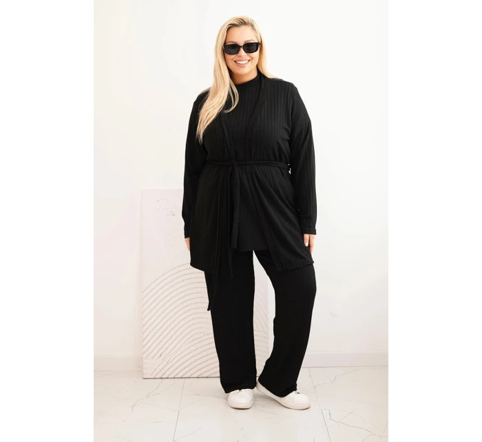 Dámsky 3-dielny čierny set Plus Size