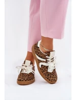 Niskie Sneakersy Damskie Z Koronką Panterka Brązowe Zielle Niskie Sneakersy Damskie Z Koronką Panterka Brązowe Zielle