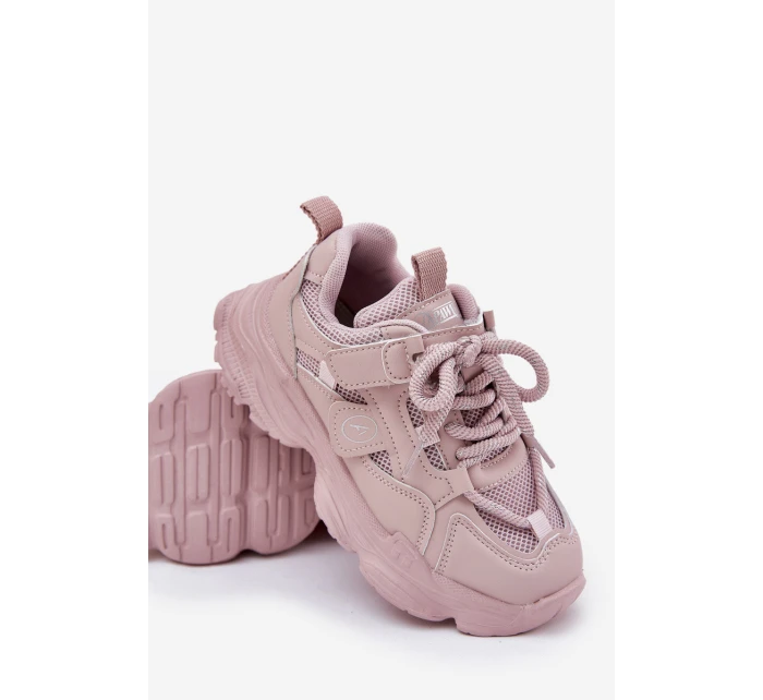 Sneakersy Dziecięce Na Platformie Różowe Hanomess