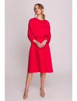 S403 Pletené šaty v nadmernej veľkosti - červené