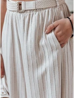 Dámské široké kalhoty s páskem beige Dstreet model 21988976 - FashionStreet Dámské široké kalhoty s páskem beige Dstreet model 21988976 - FashionStreet