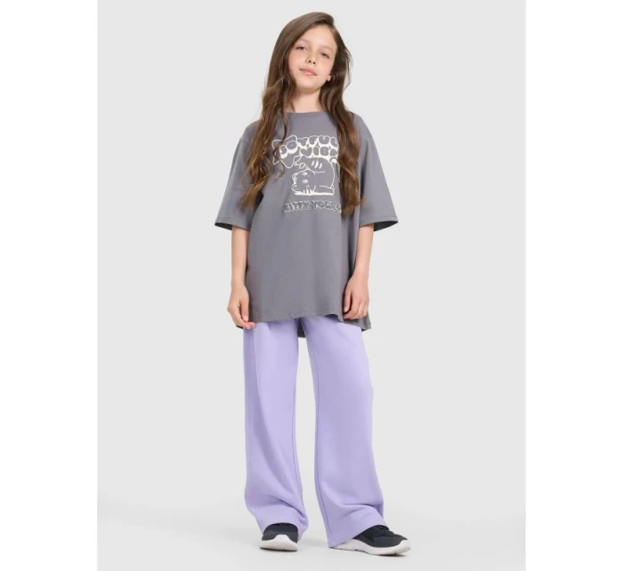 Dievčenské tričko oversize s potlačou 4F 4FJRAW25TTSHF3197-22S