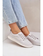 Dámské Kožené Tenisky Šedé model 21684179 - EVENTO