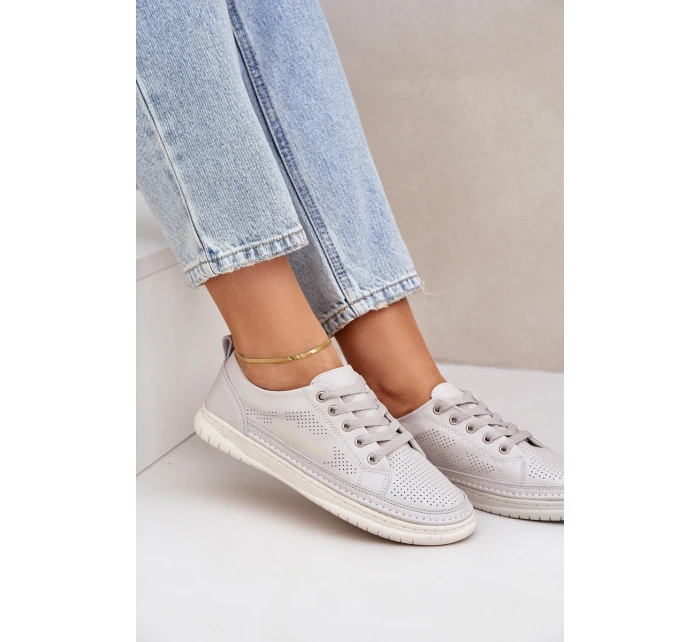 Dámské Kožené Tenisky Šedé model 21684179 - EVENTO