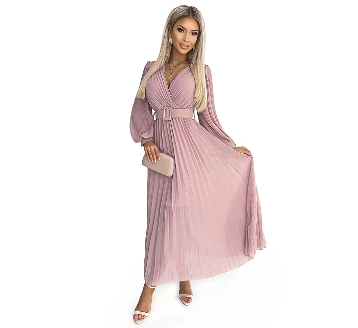 Plisované šaty 414-2 KLARA staroružové - Numoco