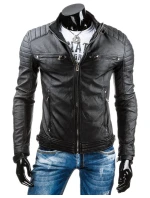 Pánská kožená bunda černá model 21962332 - FashionStreet Pánská kožená bunda černá model 21962332 - FashionStreet