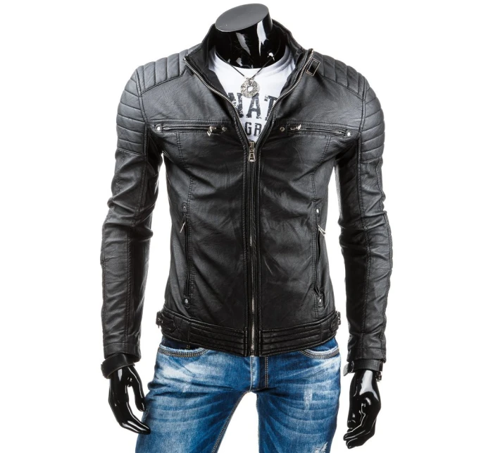 Pánská kožená bunda černá model 21962332 - FashionStreet Pánská kožená bunda černá model 21962332 - FashionStreet