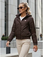 Dámska prechodná krátka bunda s odnímateľnou kapucňou hnedá FashionStreet TY5669