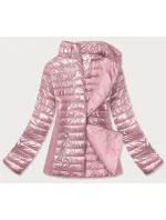 Ružová dámska lesklá bunda (7210-52)