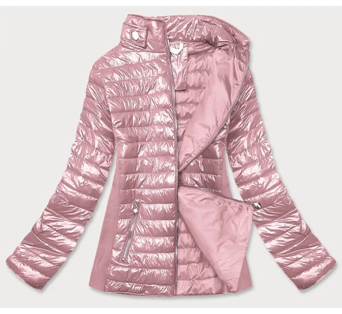 Ružová dámska lesklá bunda (7210-52)