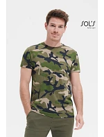 SOL'S Camo Men Pánske tričko v maskovacom vzore 25.1188 šedé maskovacie