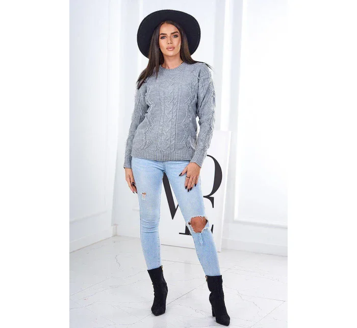 Sveter s pleteninou sivý Sveter s pleteninou sivý