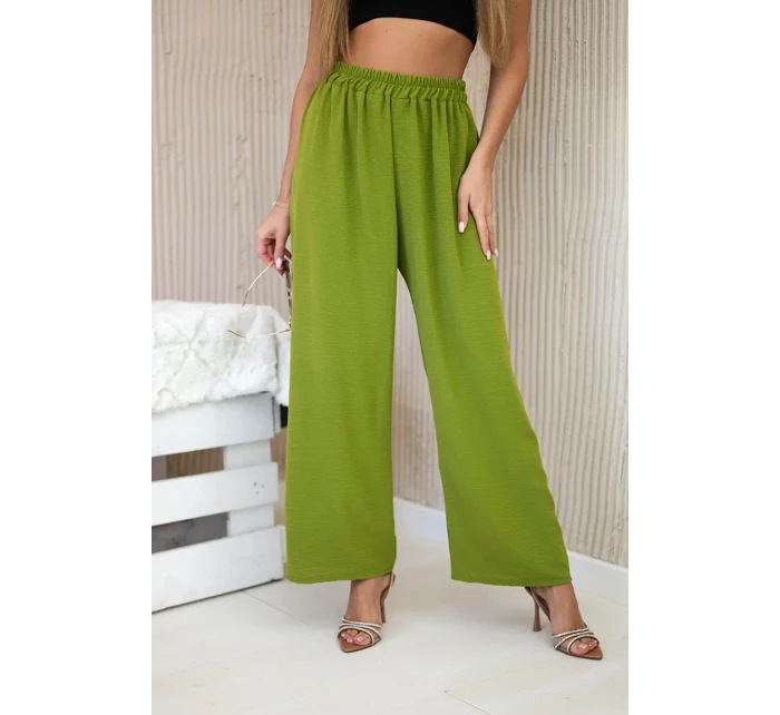 Kalhoty se širokými nohavicemi oliva