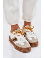 Dámské Tenisky Na Platformě S Šněrováním Leopardí Bílé model 21696191 - Boto