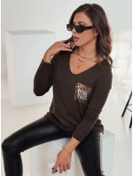 GLAMFOLD dámsky nadrozmerný sveter s potlačou tmavohnedý FashionStreet MY2342 GLAMFOLD dámsky nadrozmerný sveter s potlačou tmavohnedý FashionStreet MY2342