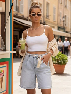 Dámske ležérne modré džínsové šortky FashionStreet SY0498