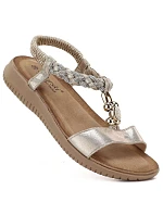 Dámské zlaté elastické sandály model 22117591 - S.Barski