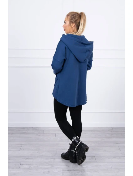 Zateplená mikina s dlhším chrbtom a vreckami z džínsoviny