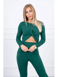 Súprava s riasením na blúzke zelenej farby
