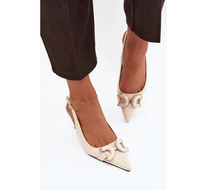 Dámské sandály na jehle s ozdobným detailem světle béžové Brienne