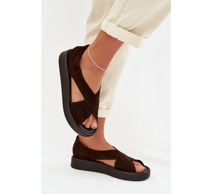Dámské sandály Zazoo 3196 z přírodního semiše Čokoládové