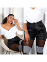 Sexy faux leather high waist shorts