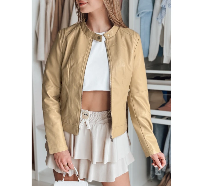 Dámská kožená bunda s kapucí beige Dstreet model 21981903 - FashionStreet