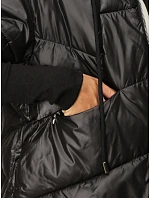 Krótka kurtka damska pikowana z kapturem czarna model 22341023 - FashionStreet
