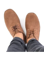 Pánské kožené polobotky M model 22008944 hnědé s ažurovým vzorem - Rieker Pánské kožené polobotky M model 22008944 hnědé s ažurovým vzorem - Rieker