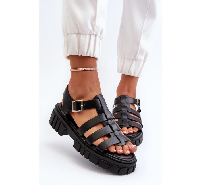 Sandały Rzymianki Damskie Czarne Rosarose