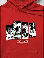 Pánská mikina s kapucí a potiskem TOKYO, červená, FashionStreet NX5146BX Pánská mikina s kapucí a potiskem TOKYO, červená, FashionStreet NX5146BX