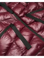 Dámska krátka zimná bunda v čerešňovej farbe (23066-7)