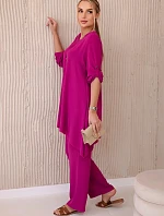 Súprava blúzka + nohavice s príveskom tmavo fialová