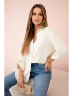 Bavlněná mušelínová košile oversize světle béžová