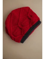 Dámská zimní čepice z vlny s vzorem červená model 21782979 - K-Fashion Dámská zimní čepice z vlny s vzorem červená model 21782979 - K-Fashion